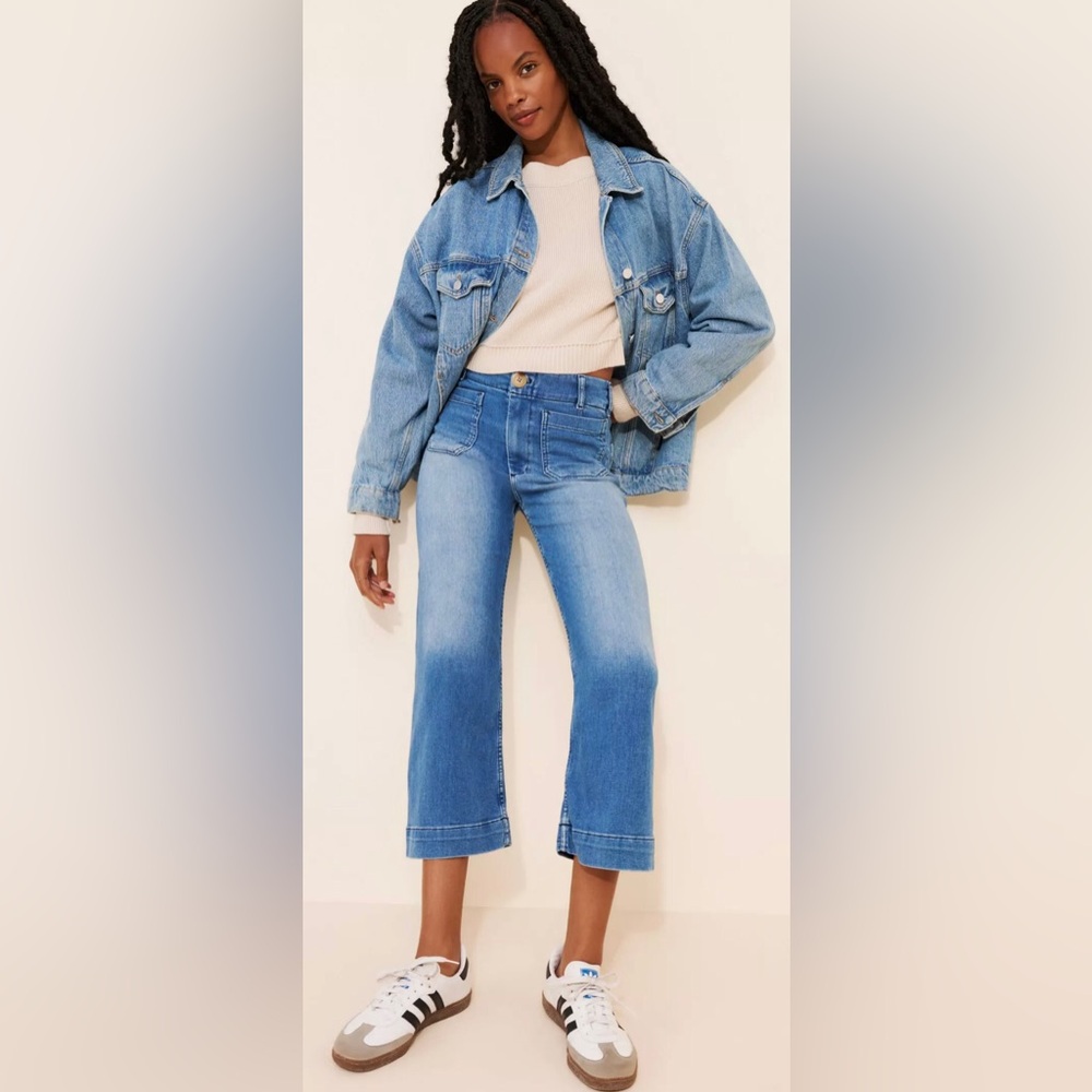 Maeve Light Blue Cropped Straight Jeans